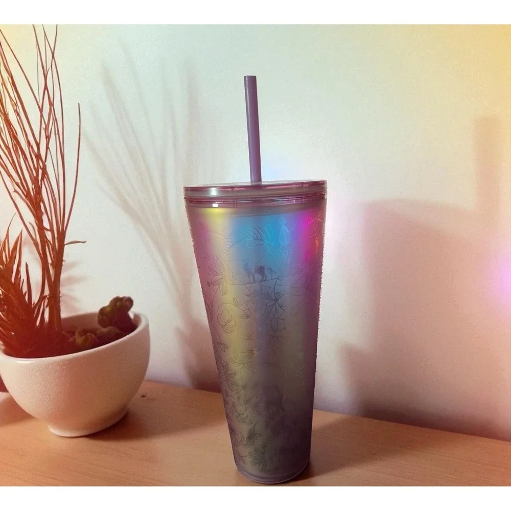 Starbucks 2022 Holiday Woodland‎ Light Pink Tumbler 24 oz Deer Iridescent Lace